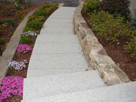 Granite walkway with Stone Wall & plantings after
