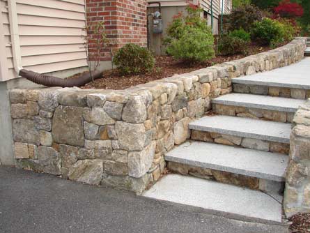Stone Wall and Granite Stairs after