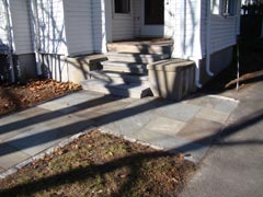 Bluestone walk and steps built by Ken Fenton masonry in Chestnut Hill, MA